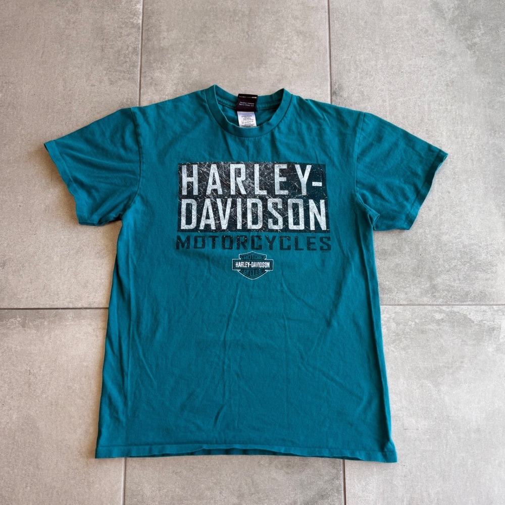 Harley-Davidson Motorcycles T-Shirt Teal Blue El Paso Texas Graphic Mens Medium